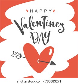 Vector illustration of valentines day greeting card template with lettering.