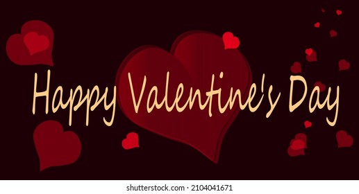 Ilustración vectorial del Día de San Valentín, saludos de San Valentín, aislados en un fondo oscuro. Como tarjeta de visita, límite de sitio web, plantilla.