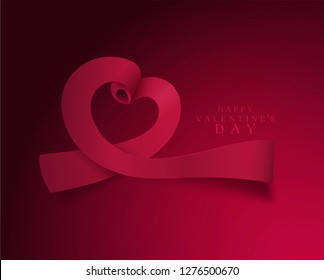 Vector illustration for Valentine's Day. Heart of ribbons on a red background. Element for design.