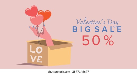 Vector illustration. Valentine's day. Holiday banner, cover, background, postcard. Modern design.