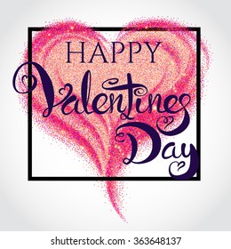 Vector Illustration of Valentine's day Lettering card for Design, Website, Background, Banner. Heart Element Template for Shiny Pink Love Typography Valentine or Invitation to Marriage. 
