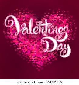 Vector Illustration of Valentine's day Lettering card for Design, Website, Background, Banner Heart Element Template for Pink Love Typography Valentine or Invitation to Marriage Calligraphy for lovers