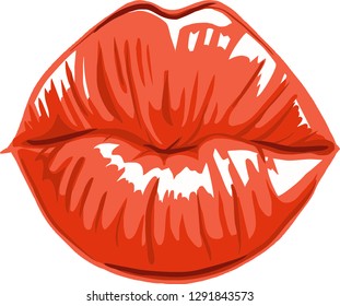 Vector illustration of Valentine's day lips kiss of love