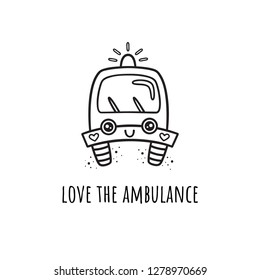 Vector illustration for Valentine's day. Love ambulance .