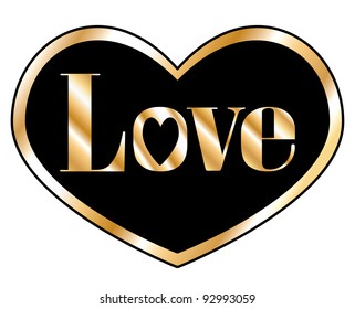 Vector Illustration for Valentines Day. Love Heart Button.