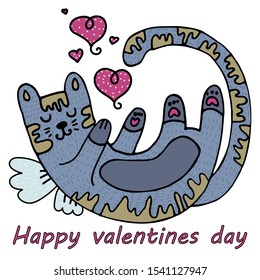 Vector illustration for Valentine's Day. Lovely cats in love. Ideal for gift and paper products.