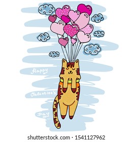 Vector illustration for Valentine's Day. Lovely cats in love. Ideal for gift and paper products.