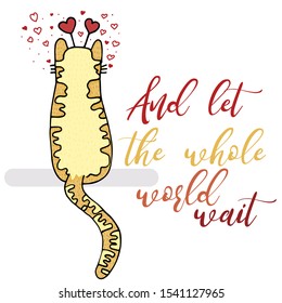 Vector illustration for Valentine's Day. Lovely cats in love. Ideal for gift and paper products.