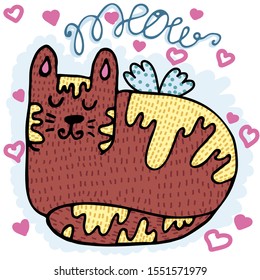 Vector illustration for Valentine's Day. Lovely cat in love. Ideal for gift and paper products