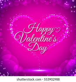 Vector illustration for Valentine's day. Lucent heart with a congratulatory inscription for Valentine's day. Postcard lilac shade.
