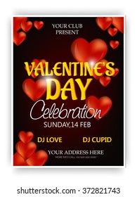 Vector illustration of Valentines Day Party Flyer Design of invitation, flyer, poster or greeting card.