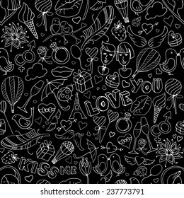 Vector illustration Valentine's Day pattern. Sketch style. Black & white