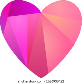 Vector illustration. Valentines Day. Pink heart with geometric color pattern on white background.