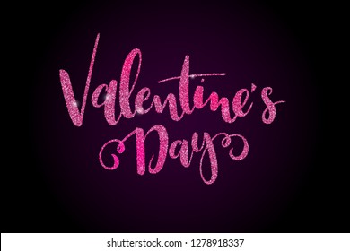 Vector illustration of valentine's day promotion banner template with hand lettering label - valentine's day - with paper origami heart shapes on waves background.