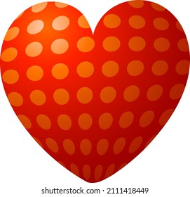 Ilustración vectorial. Día de San Valentín. Corazón rojo con un patrón de color de círculo geométrico sobre fondo blanco.