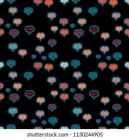 Vector illustration. Valentines day seamless background. Cute hearts love on black, gray and brown colors on nice background. Unusual designs.
