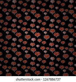 Vector illustration. Valentine':s Day seamless with black, red and white hearts on background.