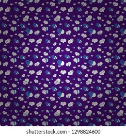 Vector illustration. Valentine':s Day seamless with white, blue and violet hearts on background.