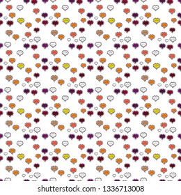 Vector illustration. Valentine':s Day seamless with white, orange and black hearts on background.