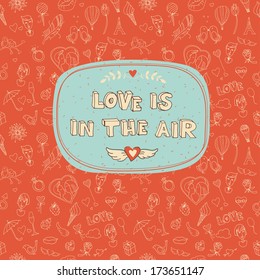 Vector illustration of Valentine's Day seamless pattern with place for your text message 