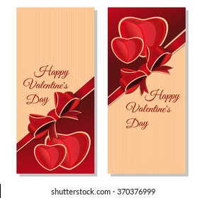 Vector illustration for Valentines Day. Set banners with congratulatory inscription. Happy Valentine's Day. Vintage greeting cards for Valentine's Day.