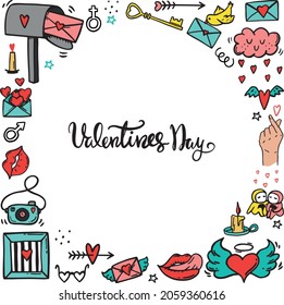 vector illustration valentine's day. social media, post. serge elements, lips. doodle style.