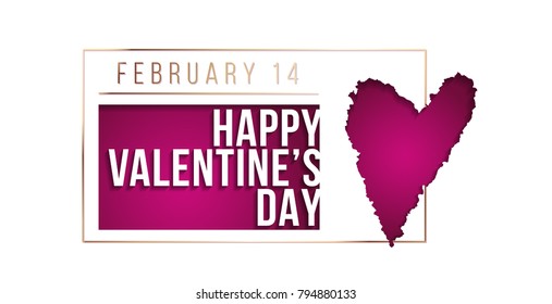 Vector Illustration For Valentine's Day With Text and Hole In a Sheet of Paper In the Form Of a Heart