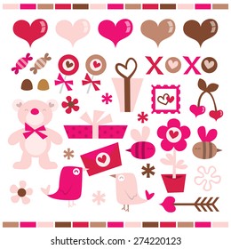 A vector illustration of valentine's day theme in fun retro whimsical style.