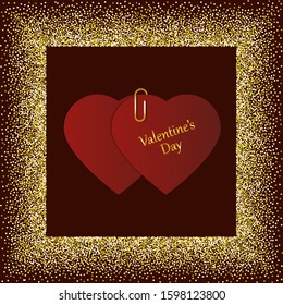 Vector illustration for Valentine's day, two hearts joined on a chocolate coffee background.