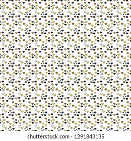 Vector illustration. Valentine':s with gray, yellow and white elements. Heart pattern. Seamless Geek valentine':s day hearts background.