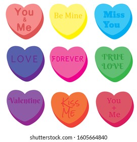 Rainbow Candy Hearts Collection Cute Rainbow Stock Vector (Royalty Free ...