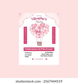 Vector illustration of Valentine's Party flyer poster template design