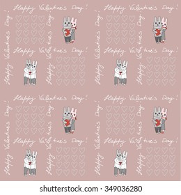 Vector illustration of Valentine`s seamless pattern. Pink and white graphic.
