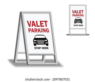 Vector Illustration Of Valet Parking Street Sign Board