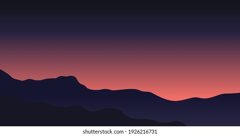Vector illustration of valleys at night. Beautiful scenery. Suitable for wallpaper or background, etc.