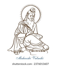 vector illustration of Valmiki Jayanti Greetings Card Translation: Valmiki was a legendary poet who is celebrated as the traditional Ramayana