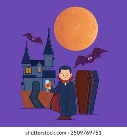 Ilustración vectorial de Vampire Cartoon