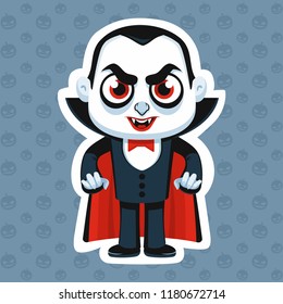 Vector illustration vampire dracula  halloween costume character sticker