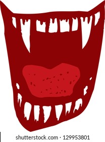 Vector illustration of vampire fangs or teeth