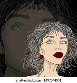 Vector illustration of a vampire girl