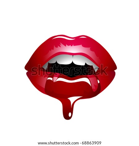 Vector illustration of vampire lips with blood