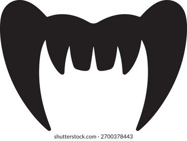 Ilustración vectorial de dientes de vampiro silueta negra para diseño de Halloween