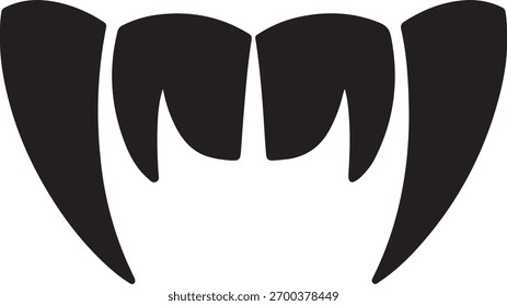 Ilustración vectorial de dientes de vampiro silueta negra para diseño de Halloween