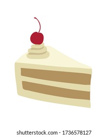 Ilustración vectorial del pastel de vainilla con cerezas confitadas