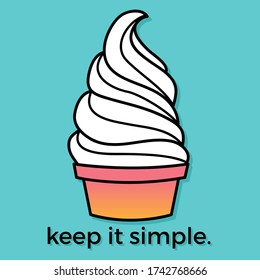 VECTOR ILLUSTRATION OF A VANILLA ICE CREAM KEEP IT SIMPLE TEXT, SLOGAN