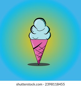 ilustración vectorial de helado de vainilla con un cono rosa que es delicioso de disfrutar en un día caliente