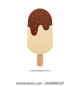 vector illustration of vanilla ice cream with chocolate topping