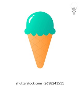 Vector illustration of vanilla ice cream. Blue ice cream on white background.