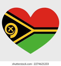 Vector illustration of the Vanuatu flag with a heart shaped isolated on plain background.