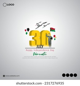 Vector illustration of Vanuatu Independence Day 30 July social media story feed mockup template